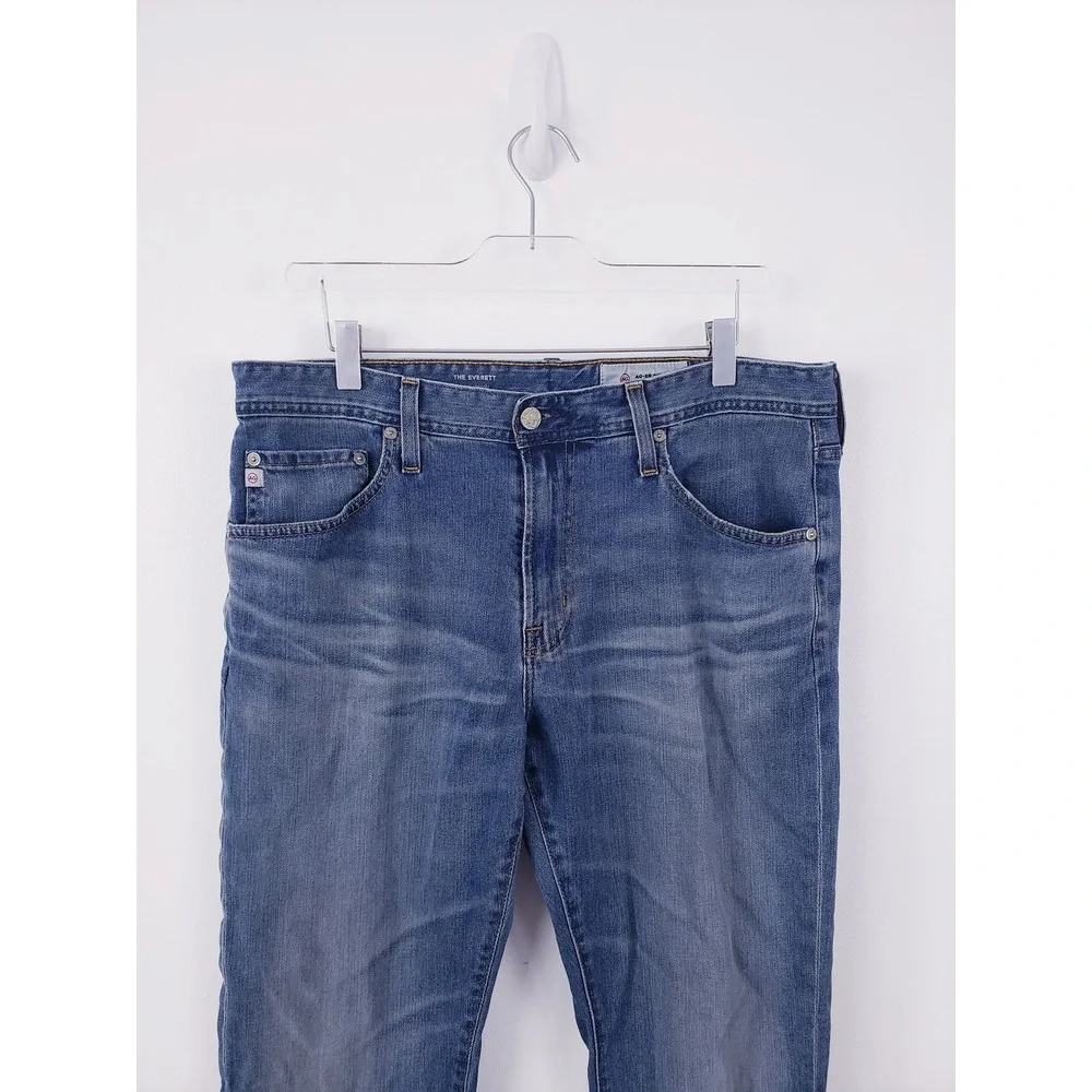 AG Adriano Goldschmied Everett Slim Straight Jeans Blue Denim Stretch Size 34